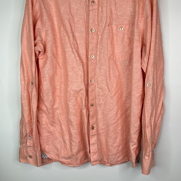 Ted Baker Pink Long Sleeve Button Down Linen Cotton Blend Shirt Size 6 - Picture 3 of 9